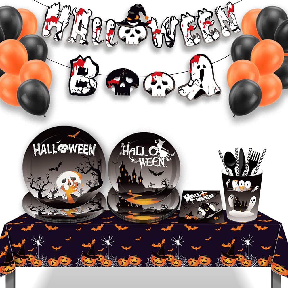 Halloween Tafelkleed Pompoenen en Vleermuizen 2 stuks