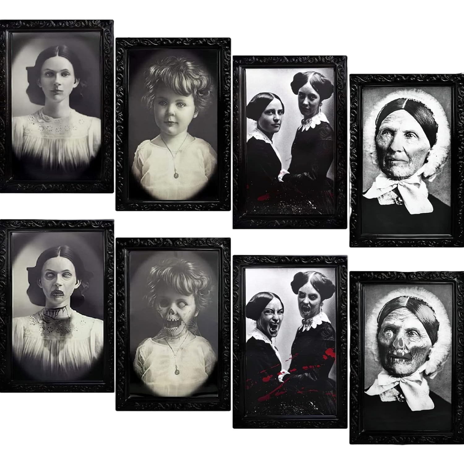 Halloween Wandportretten 3D Hologram 38 x 25 cm 4 stuks