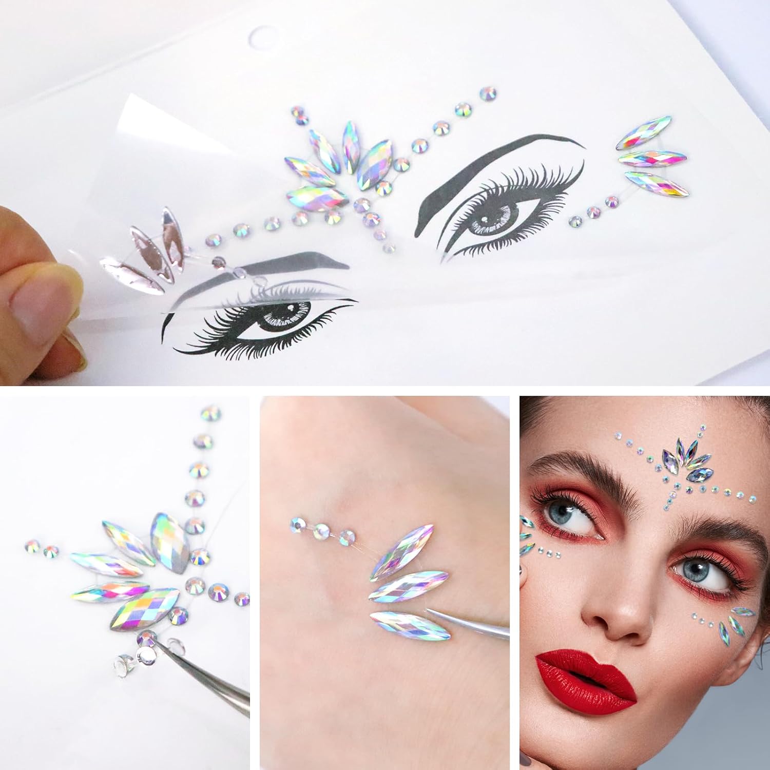 Gezichtssteentjes Glitter Zelfklevend 3 stuks