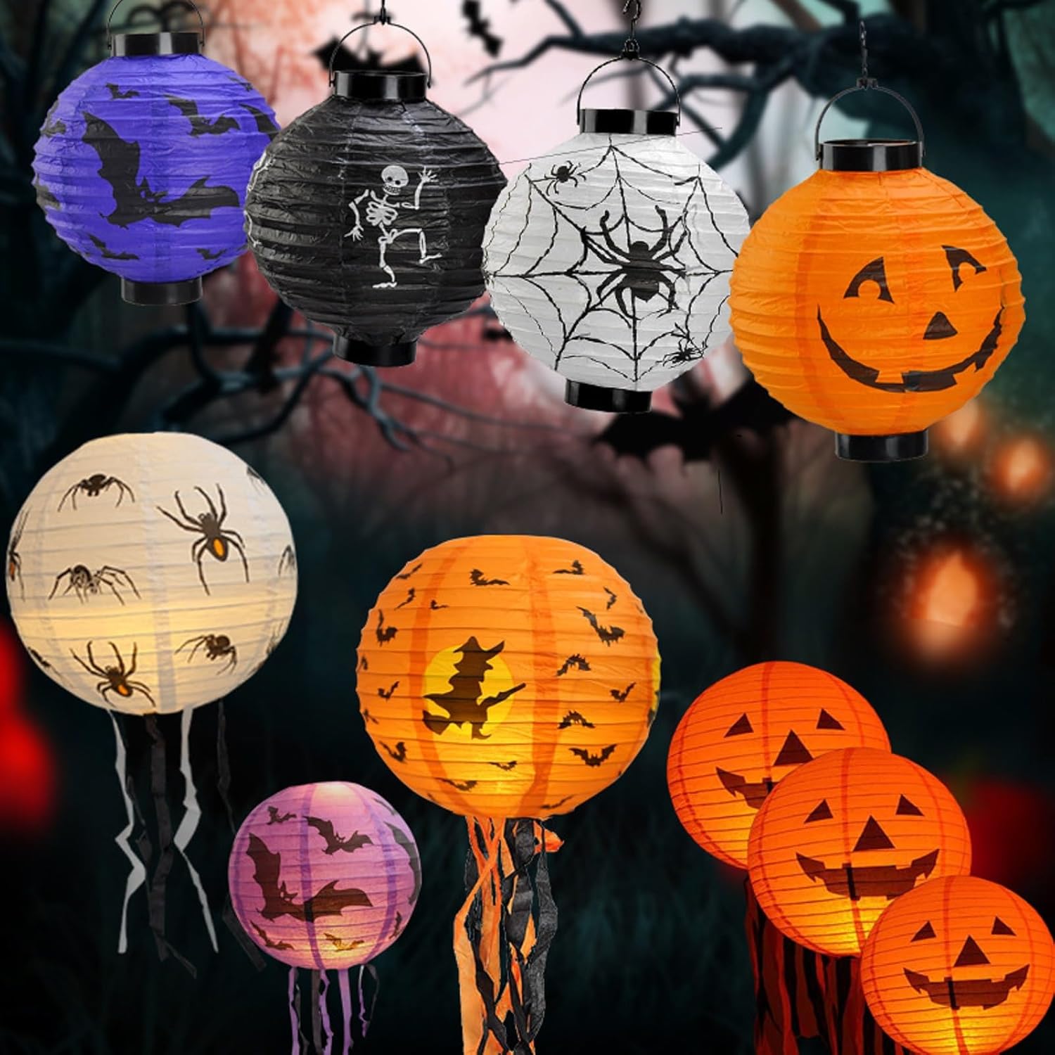 Halloween Papieren Lantaarns Hangend 5 stuks