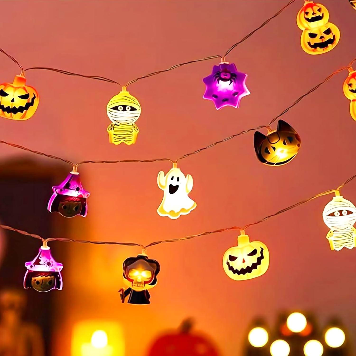Halloween Lichtslinger LED Pompoen & Spook