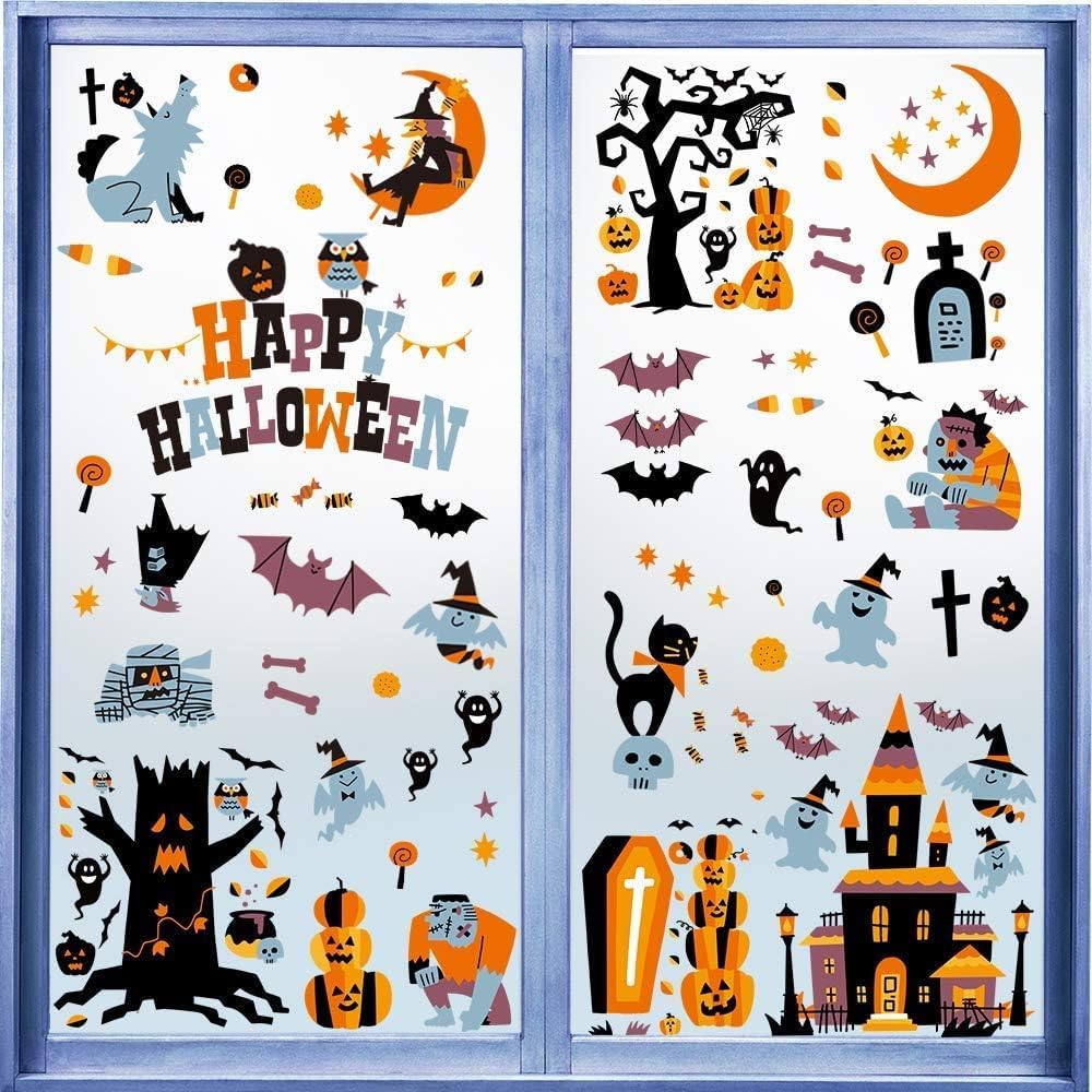 Halloween Raam- en Deurstickers Herbruikbaar 10 Vellen 146 stuks