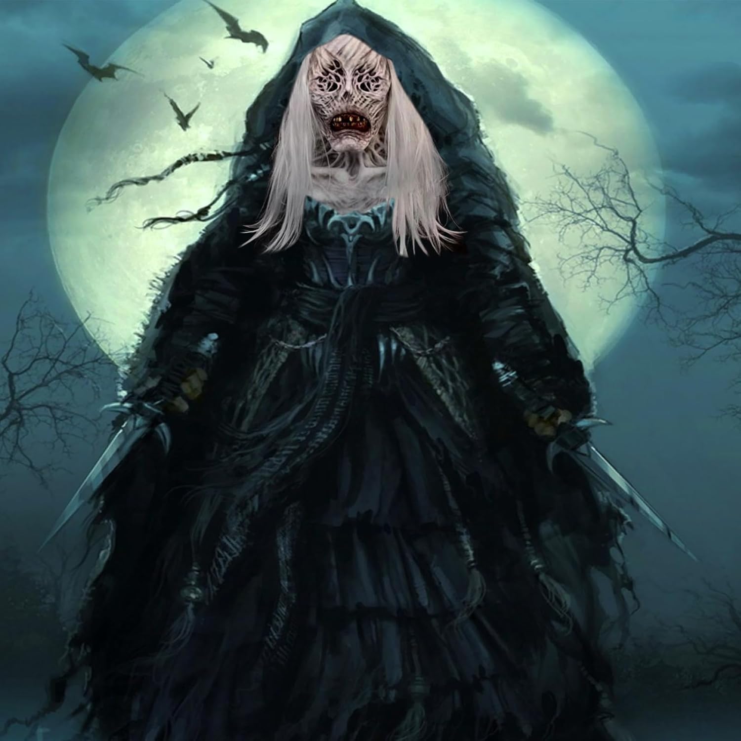 Halloween Geest Masker Wit Haar