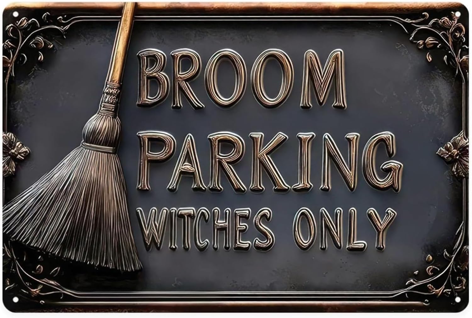 Halloween Bezem Parkeerbord Hangend