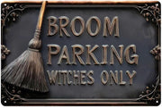 Halloween Bezem Parkeerbord Hangend
