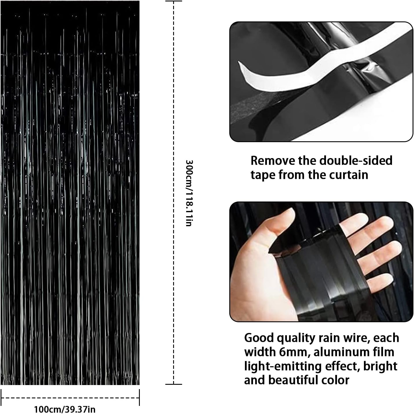 Halloween Foliegordijn Zwart 1x3m 4 stuks
