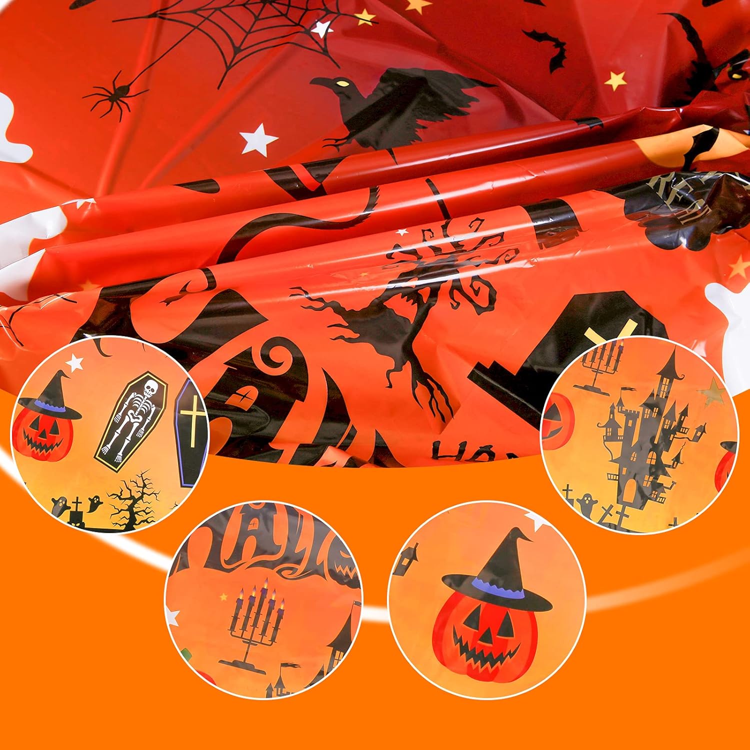 Halloween Tafelkleed Oranje 220 x 130 cm 3 Stuks