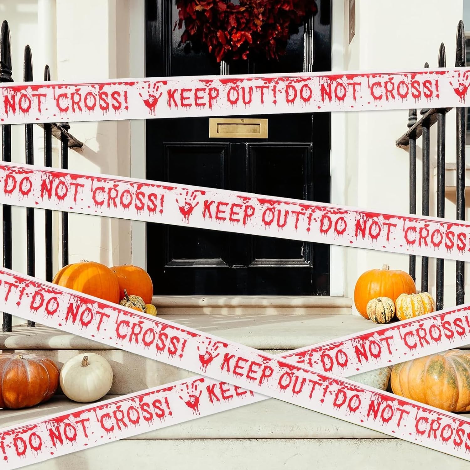 Halloween Afzetlint Rood-Wit 25 m x 4,8 cm