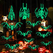 Halloween Skelet Vleermuis Hangend Glow in the Dark 12 stuks