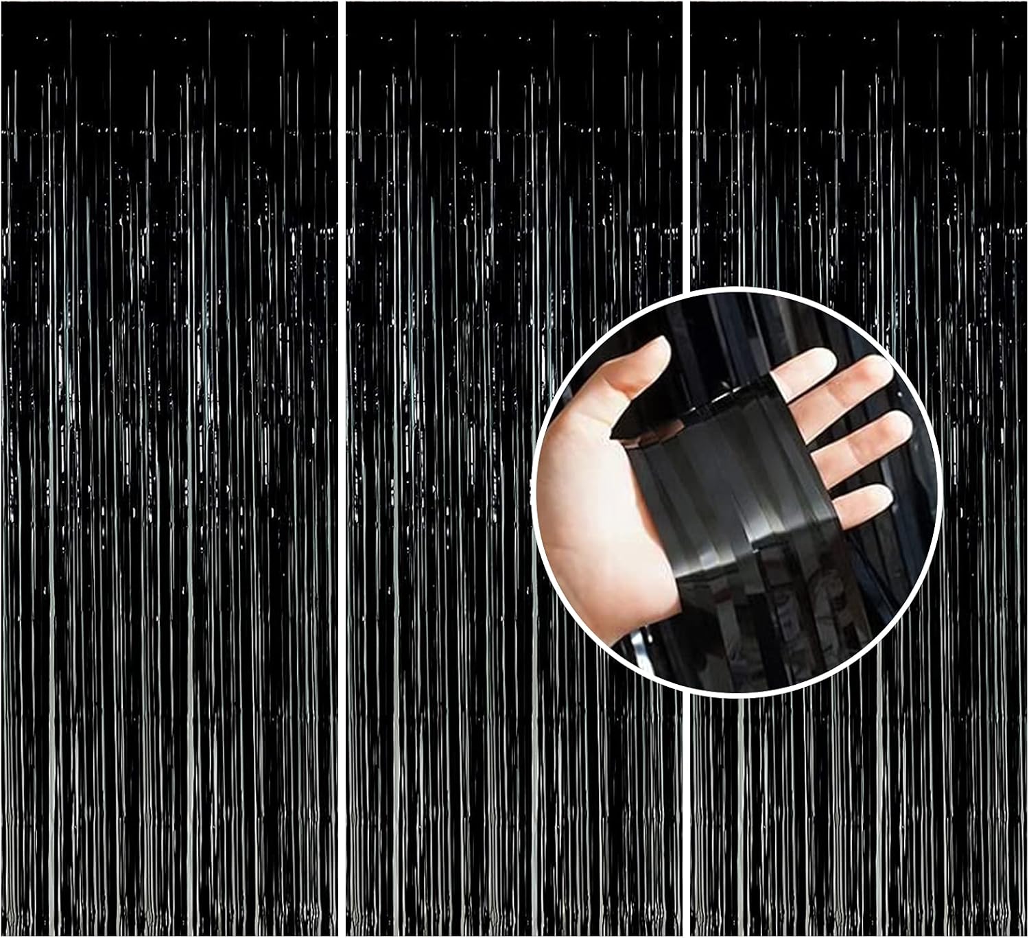 Halloween Foliegordijn Zwart 1x3m 4 stuks