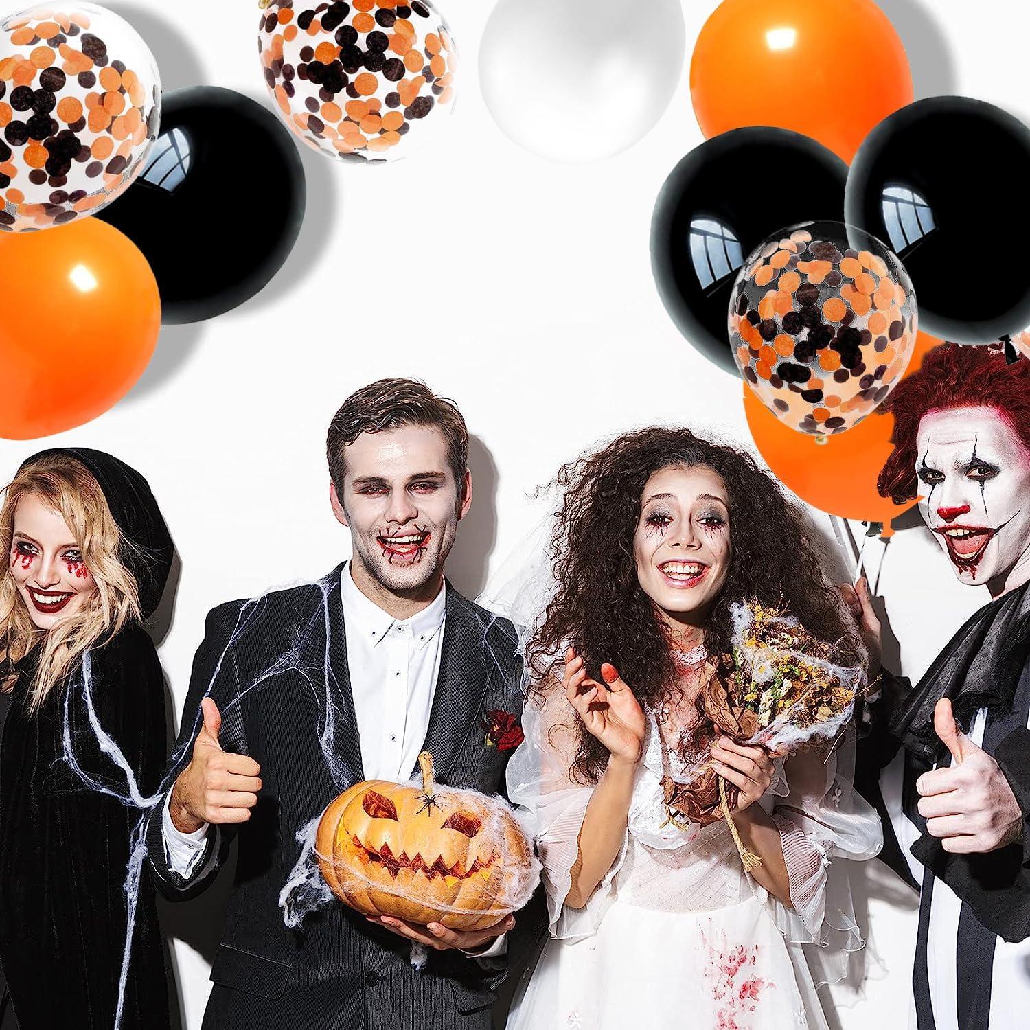 Halloween Ballonnen Zwart Oranje Wit 60 stuks