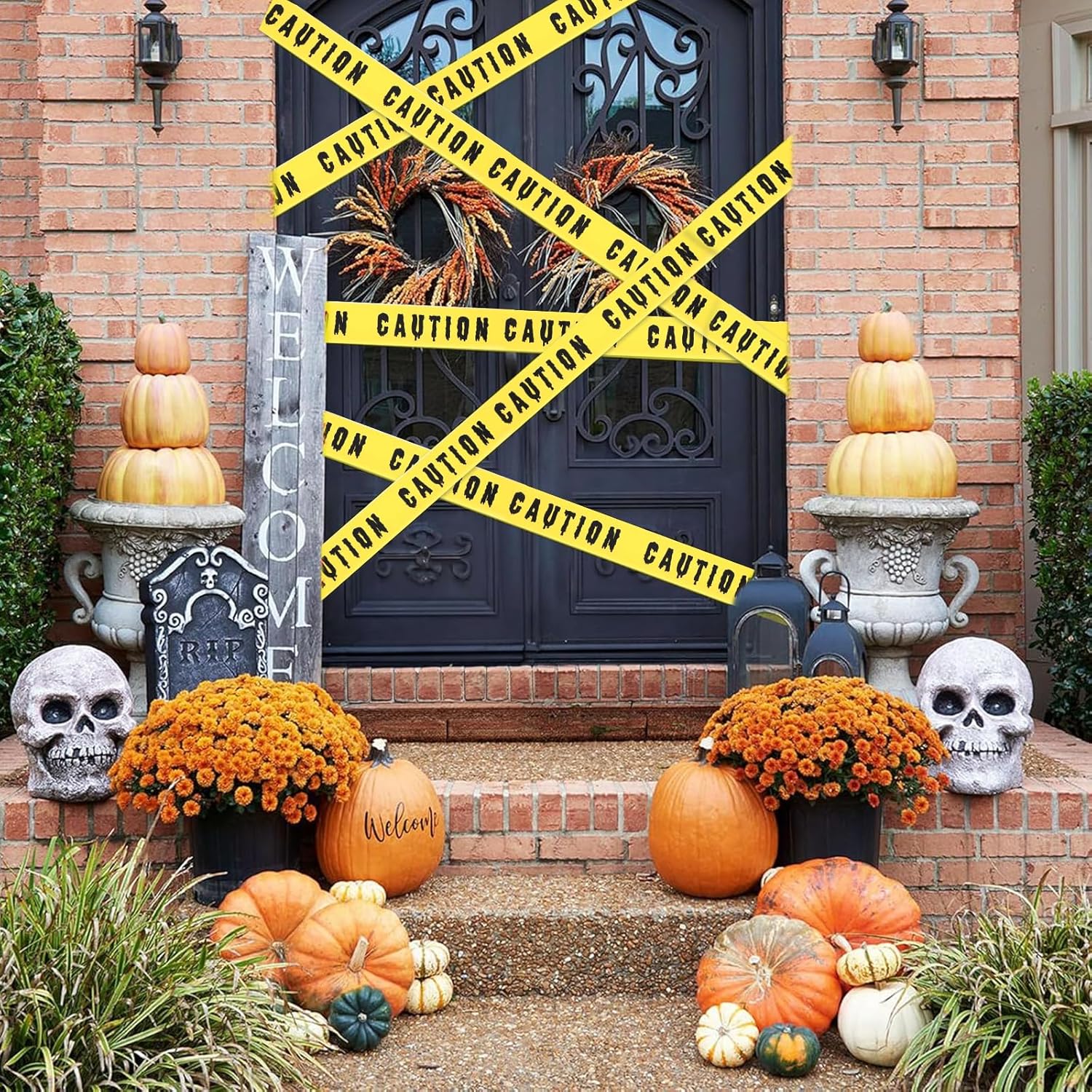 Halloween Afzetlint Geel Zwart 4,8 cm x 25 m