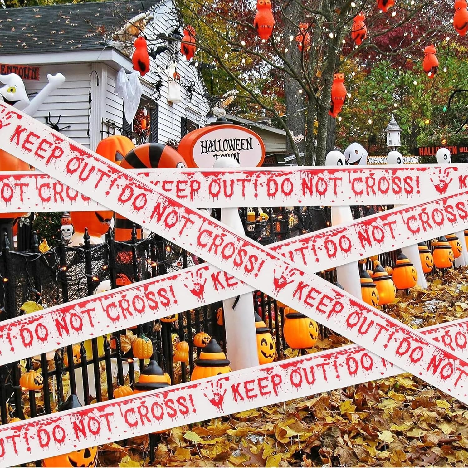 Halloween Afzetlint Rood-Wit 25 m x 4,8 cm