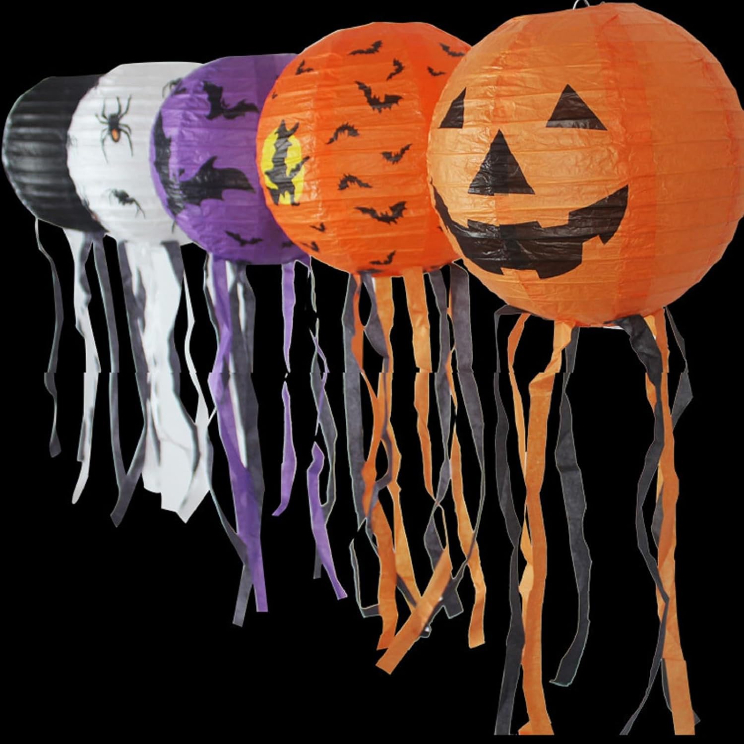 Halloween Papieren Lantaarns Hangend 5 stuks