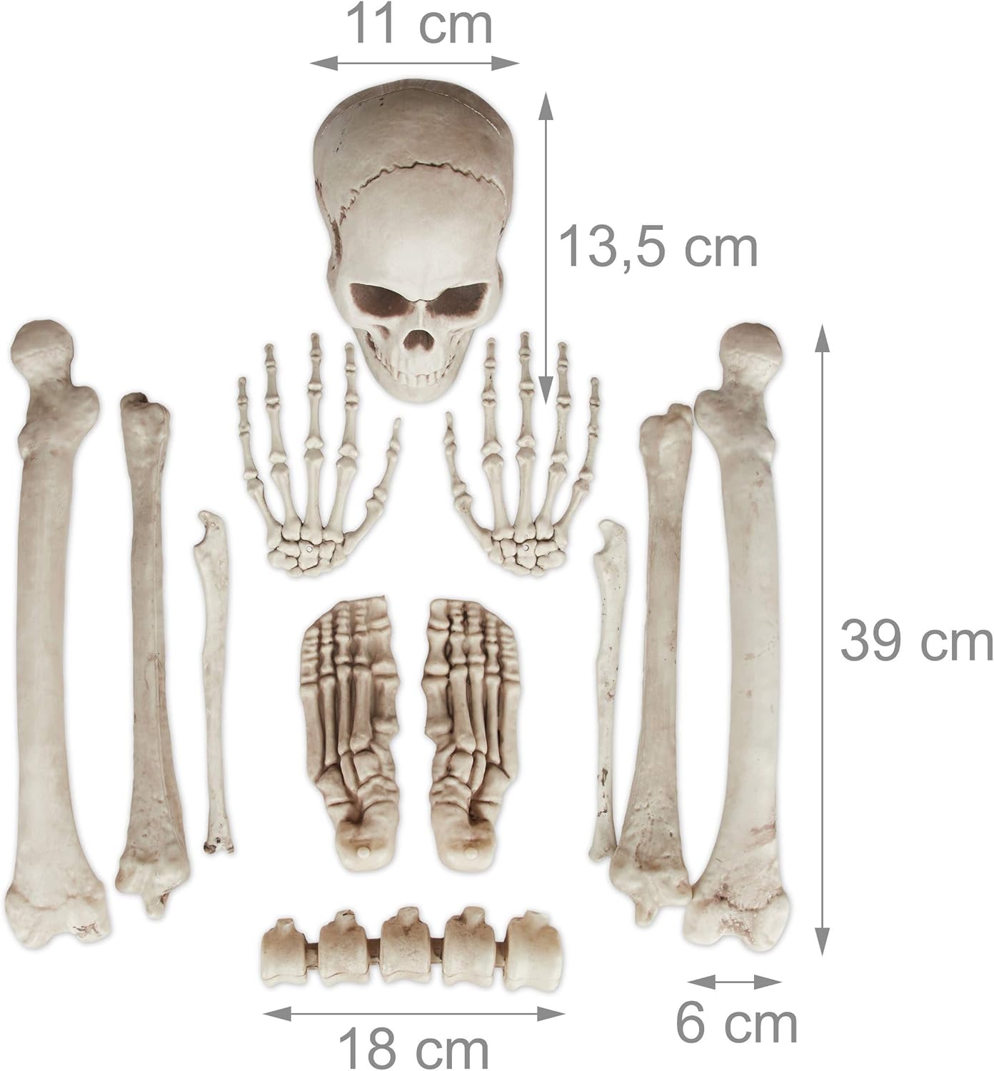 Skelet Botten met Schedel en Handen XXL 12 delig