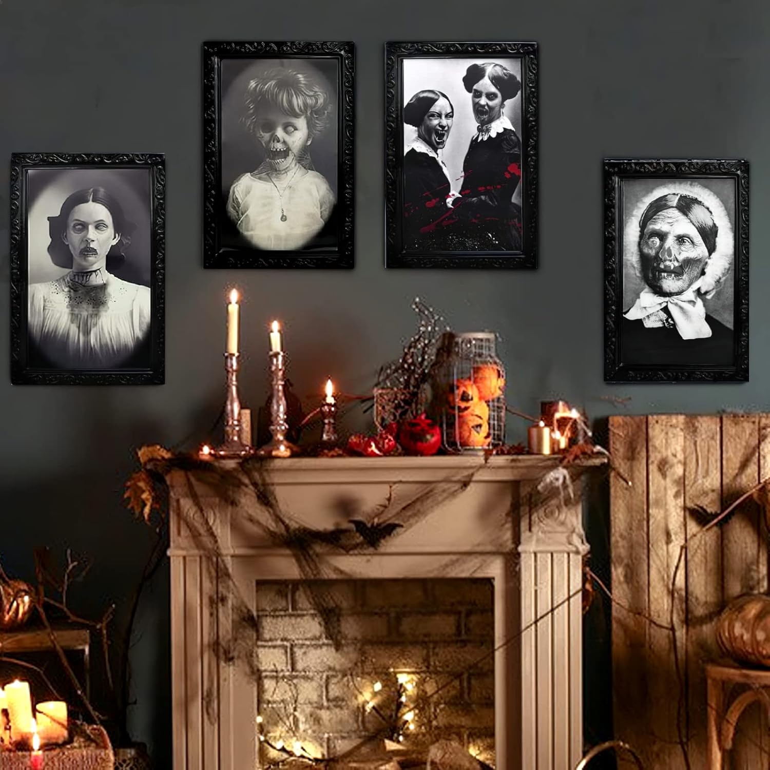 Halloween Wandportretten 3D Hologram 38 x 25 cm 4 stuks