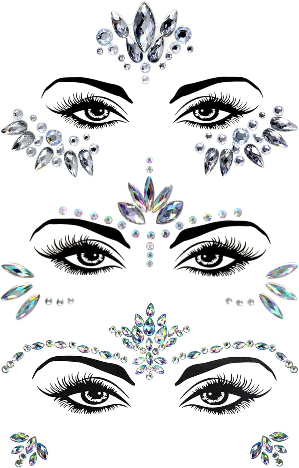 Gezichtssteentjes Glitter Zelfklevend 3 stuks