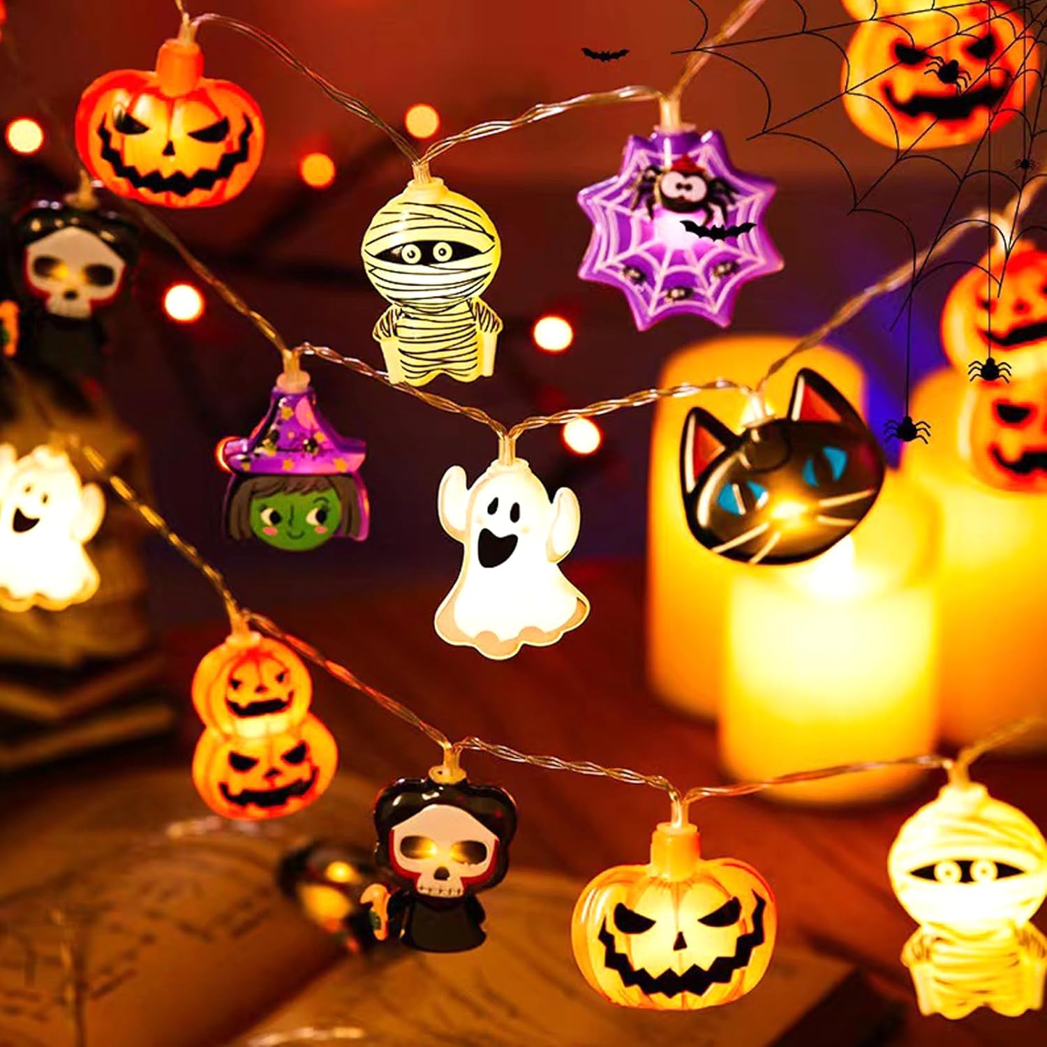 Halloween Lichtslinger LED Pompoen & Spook