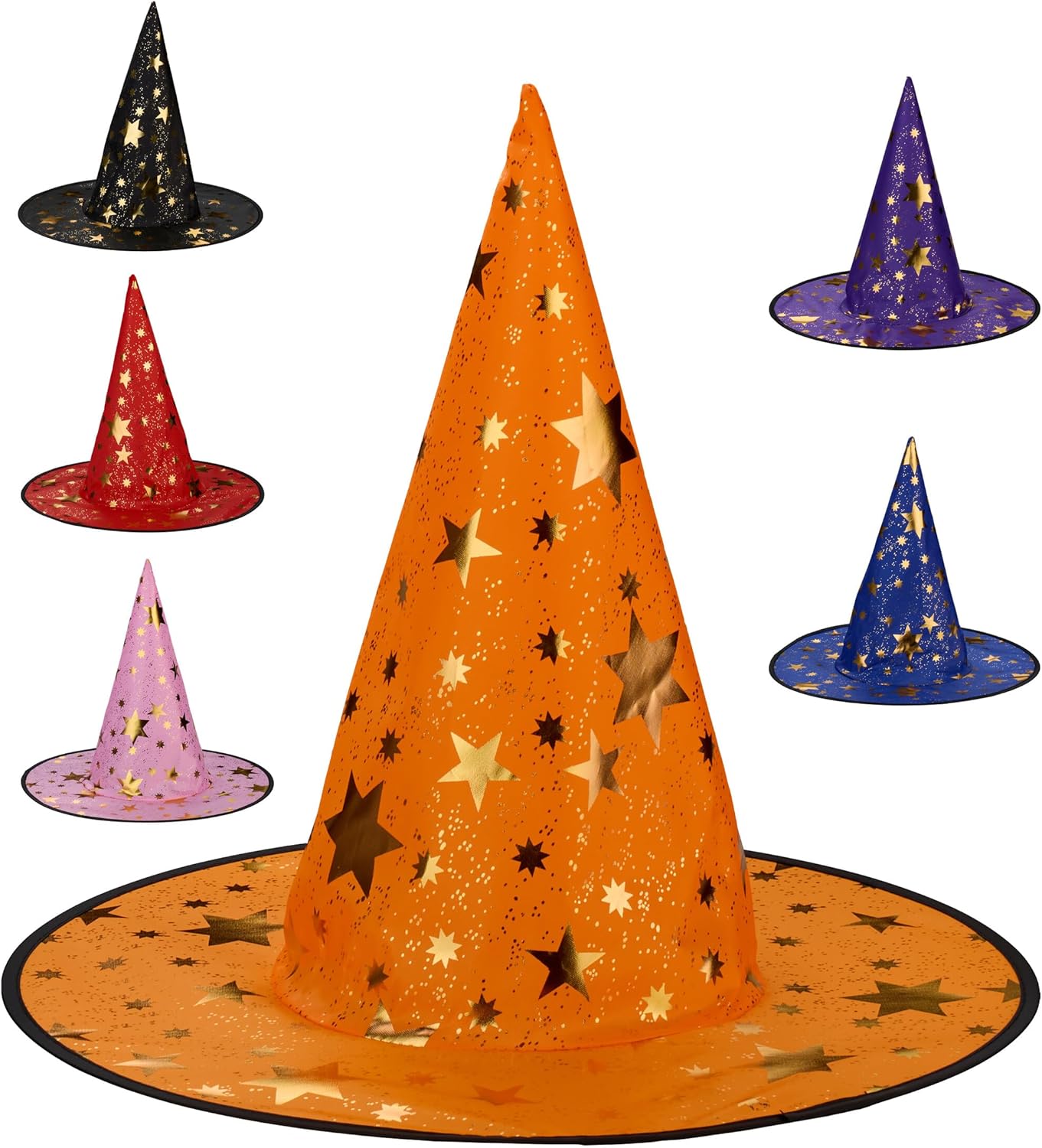 Tovenaarshoed met Sterren Gekleurd 6 stuks