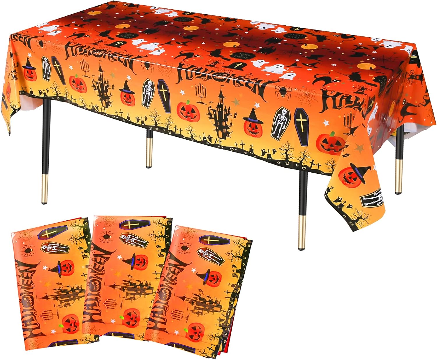 Halloween Tafelkleed Oranje 220 x 130 cm 3 Stuks