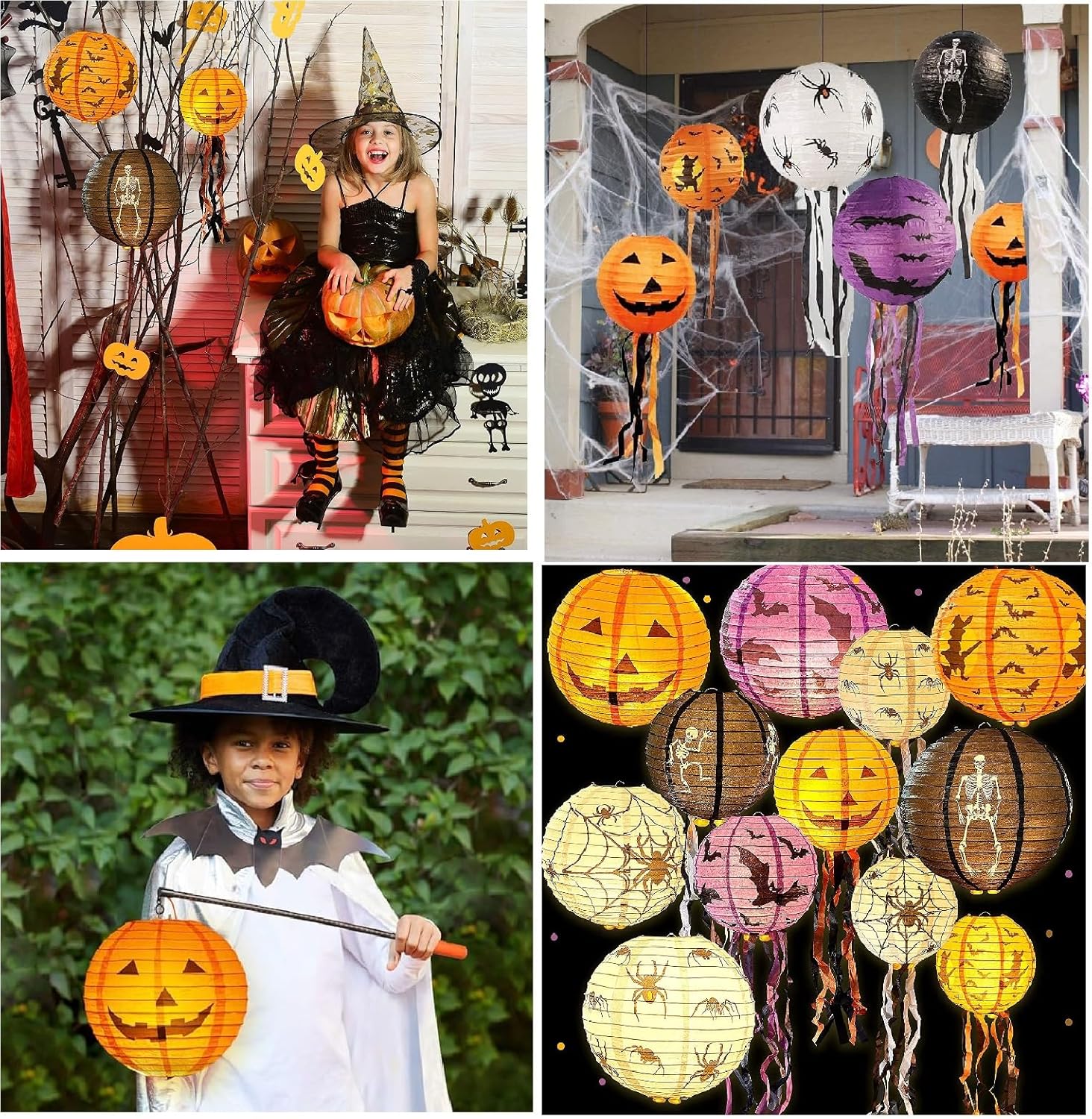 Halloween Papieren Lantaarns Hangend 5 stuks